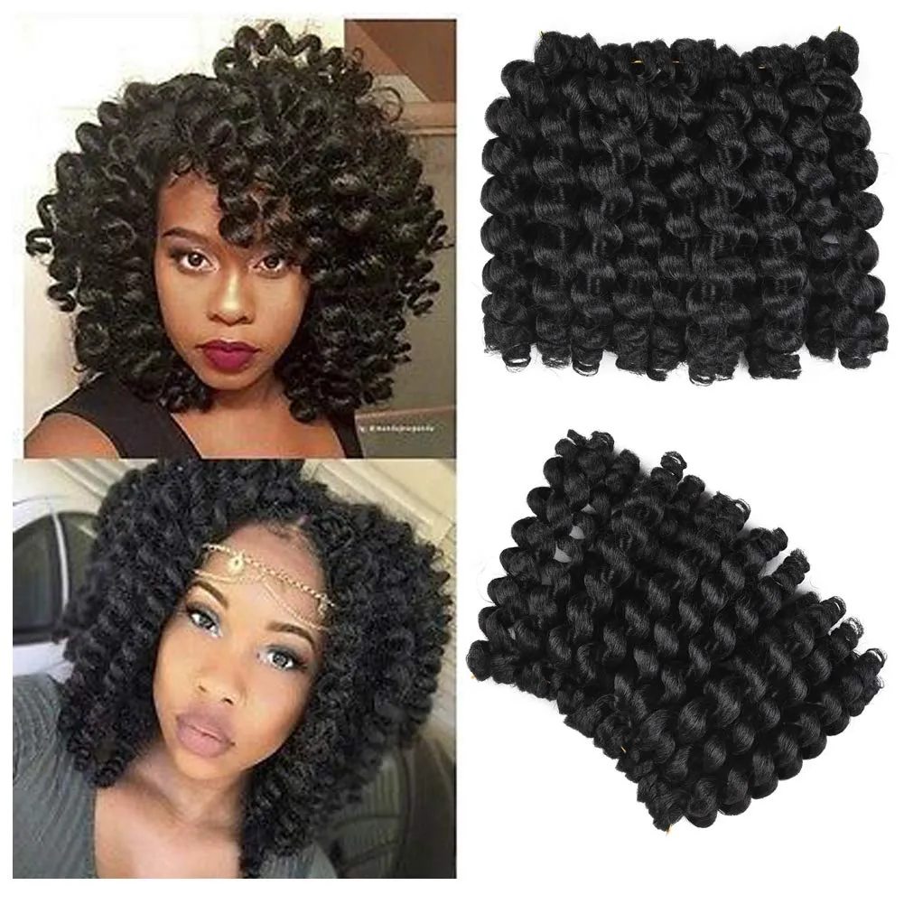 Wand Curls Synthétique Crochet Tresse Cheveux 8 Pouces Jamaican Bounce Jumpy Wand Curl