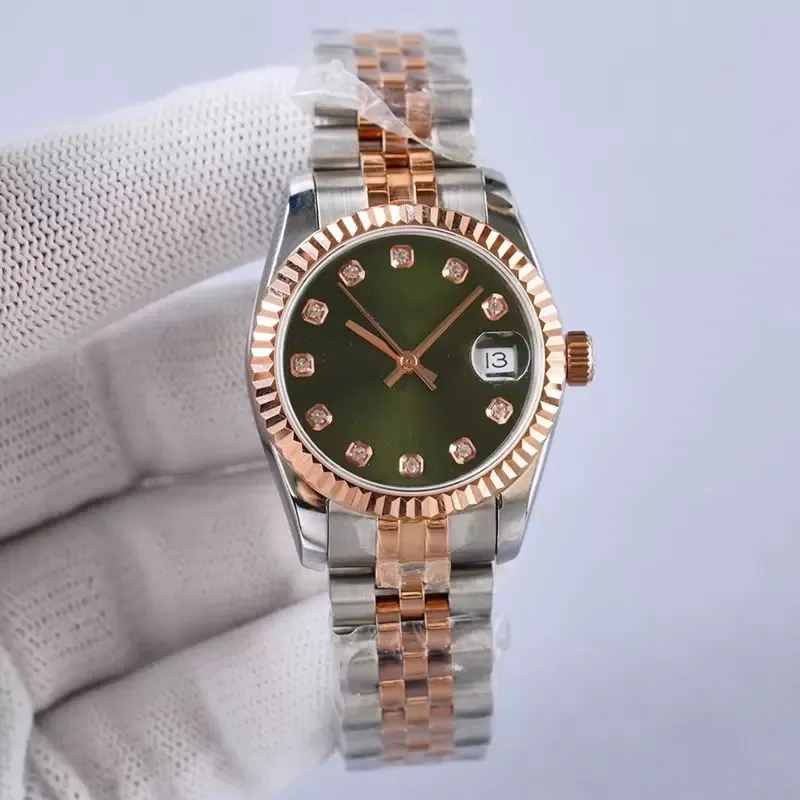 Rosa bonito dial senhoras relógios de luxo diamante relógio datejust multi cores pulseira de aço inoxidável reloj vintage gelado relógios de pulso senhoras designer SB030 B23