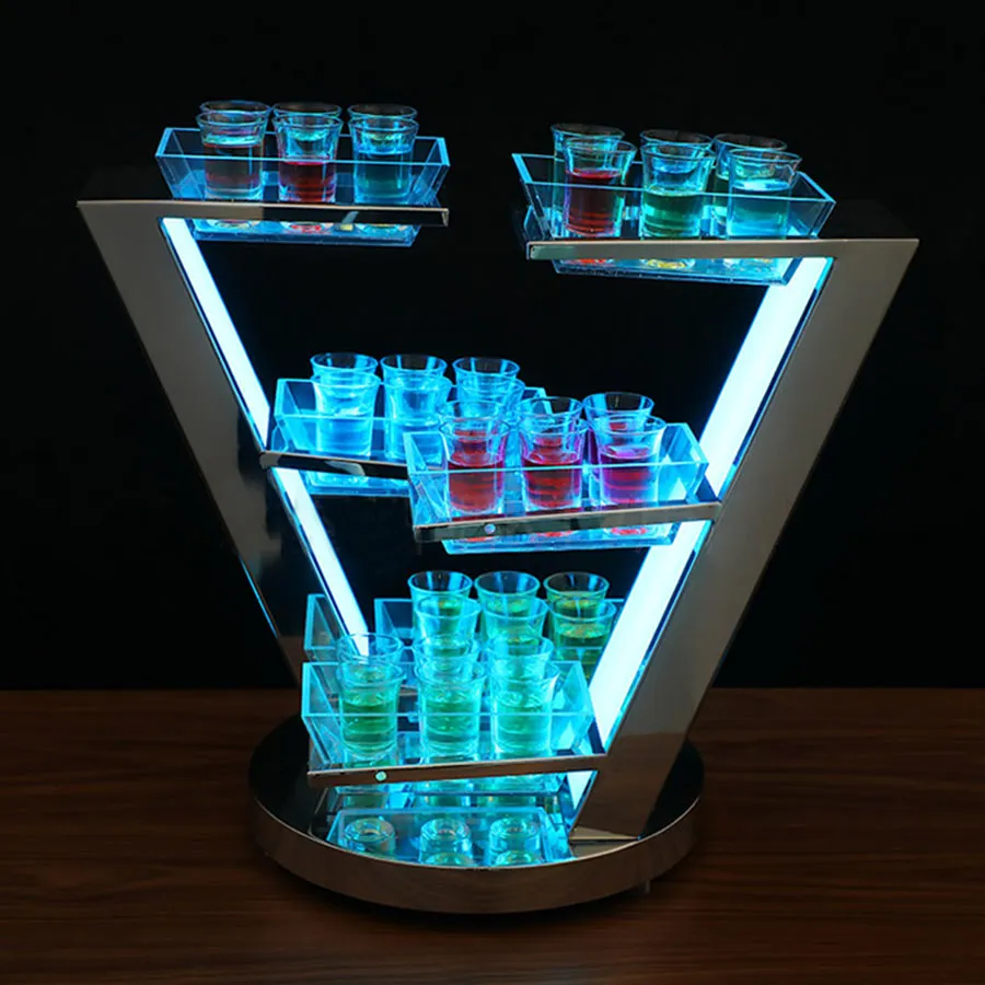 Creative Cocktail Shelf Bar Drinkware Cup Stand uppladdningsbar VIP -service Skott Glas GLORIFIER Display Rack Fruit Plate