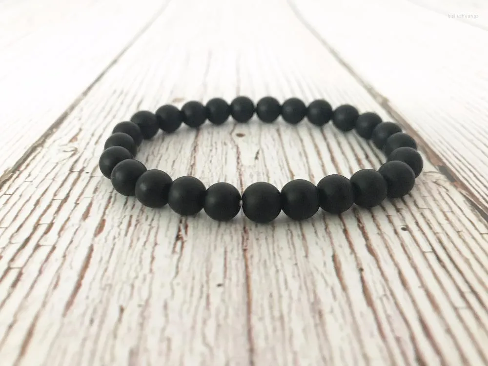 Strand Men's Bracelets Natural Matte Black Onyx Bracelet Mala Beads Wrist Gifts For Men Yoga Jewelry