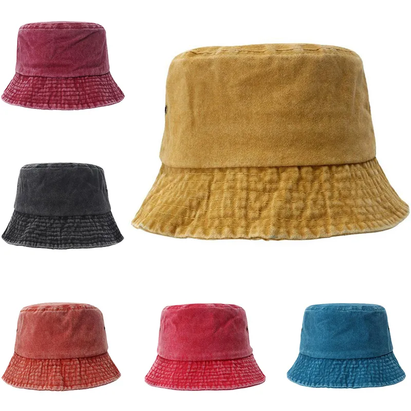 Vår sommar Män Kvinnor Vintage Denim Bucket Hats Dagligt Mode Street Solhatt 6 färger