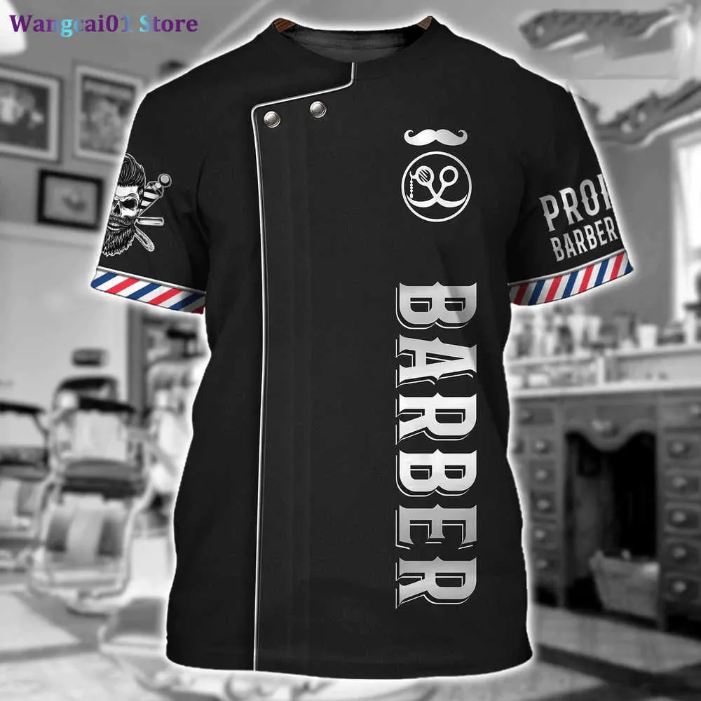 Herren T-Shirts Barber Shop Shirt Herren T-Shirts 3D-gedruckte individuelle Herrenbekleidung O-Ausschnitt übergroße günstige kurze Seve Tops Coole Punk Streetwear 0325H23