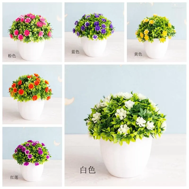 Dekorative Blumen, 14 x 15 cm, künstlicher grüner Grasball mit Mini-Bonsai, Hausgarten, Schlafzimmer, Balkon, Desktop-Dekoration, gefälschte Pflanzen