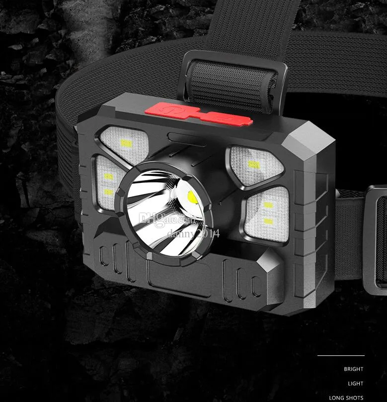 USB Rechargeable Headlamp Powerful Mini Led COB Headlight waterproof 4 Lighting mode Head Lamp Mining Lights for Running Hiking Camping Equipment