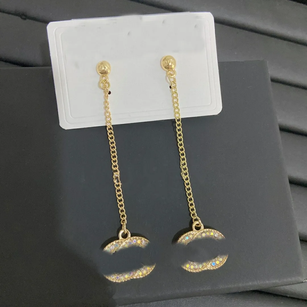 Luxe Mode Boucles D'oreilles Marque Lettre Designer Boucle D'oreille Bijoux Femmes Diamante S925 Argent Aiguille Haute Qualité Femmes Cadeaux