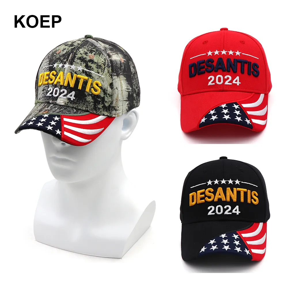 s DESANTIS 2024 Кепка Флаг США Бейсболки Президентская шляпа 3D Вышивка Падение 230322