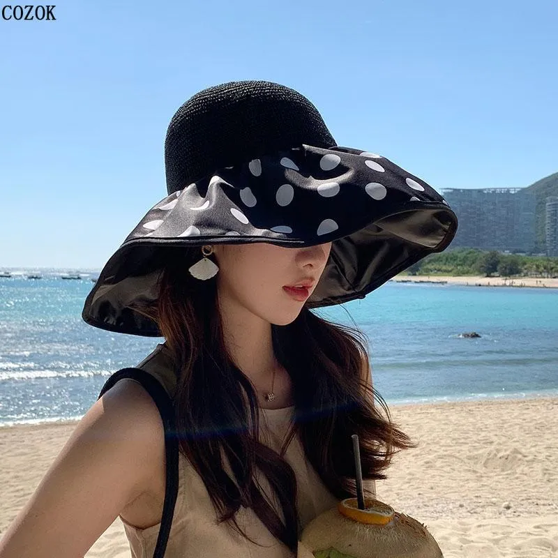 Berets Black Glue Sunscreen Bucket Hat Summer Big Brim Gorra Mujer Fashion Deportes Y Ocio Cappello Donna Fascinator Touca CapBerets BeretsB