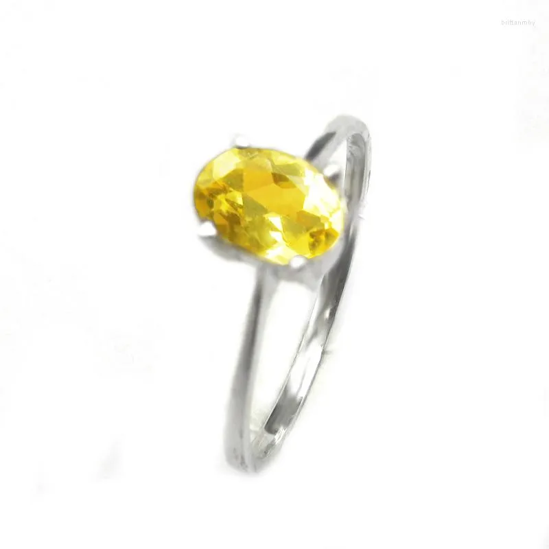 Cluster Rings Lanzyo 925 Sterling Silver Natuarl Citrine Sapphire Garnet Girls Birthday Gift Fine Jewelry For Woman 2023 J0507