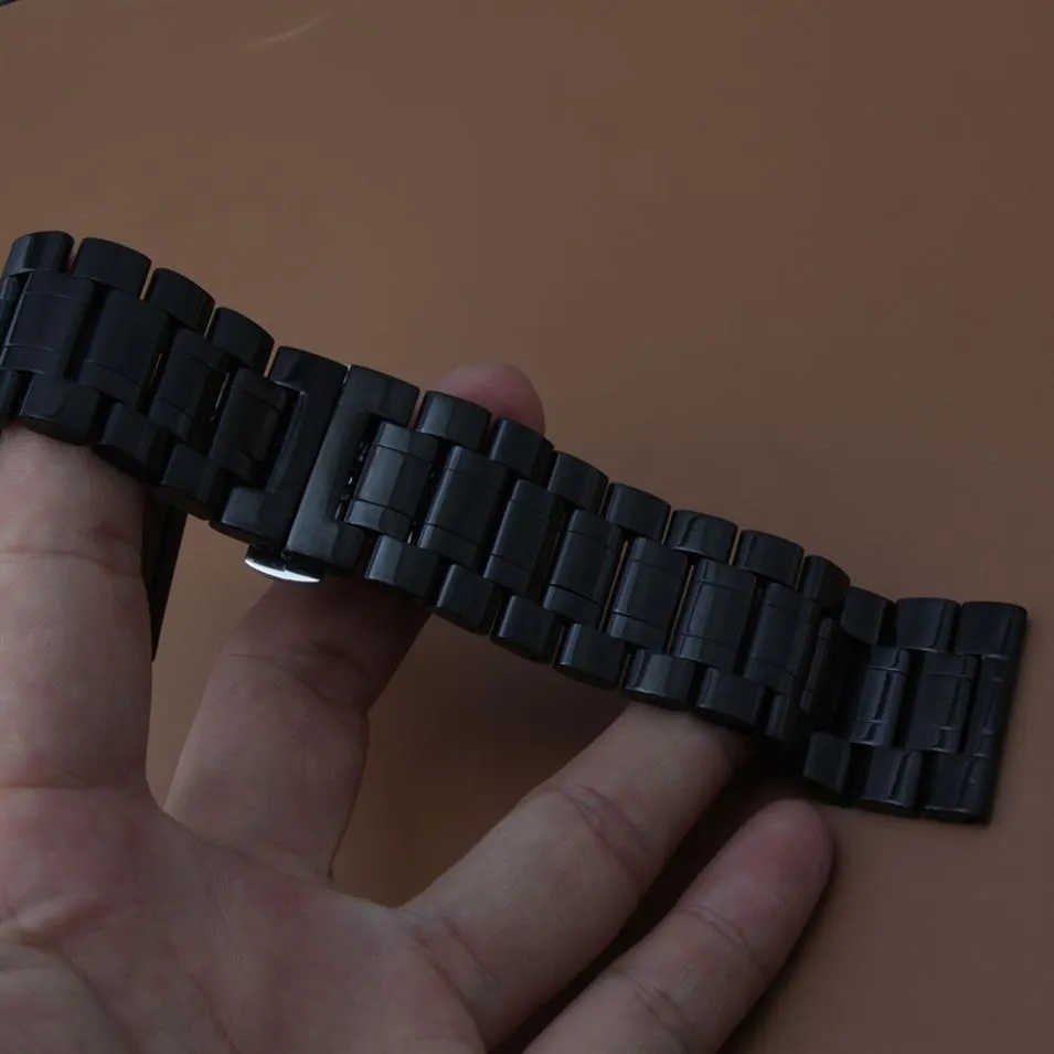 High Quality Watch Bracelet Watchband 22mm 24mm 26mm 28mm 30mm Black Stainless Steel Watch Band New Watch Straps Butterfly buckle 248S