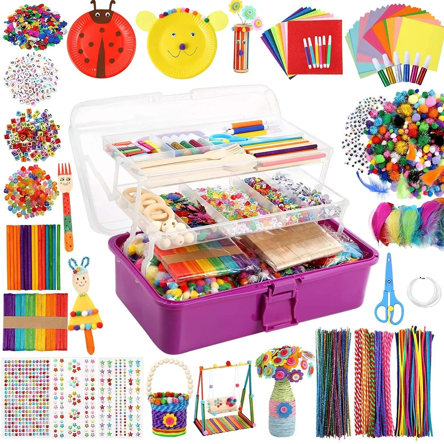 Intelligenzspielzeug DIY Bunte Plüschstäbe Wolle Pompons Materialien Kinder Montessori Handwerk Pfeife Mathematik Zählen Bildung Stick Kind Puzzles Spielzeug 230323