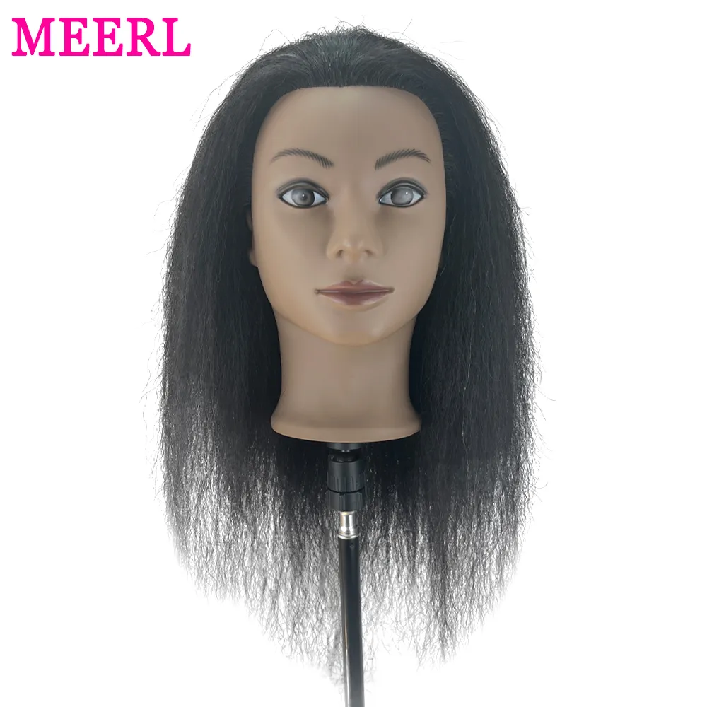 Afro Mannequin Head 100%Real Hair Styling Head Braid Hair Dolls