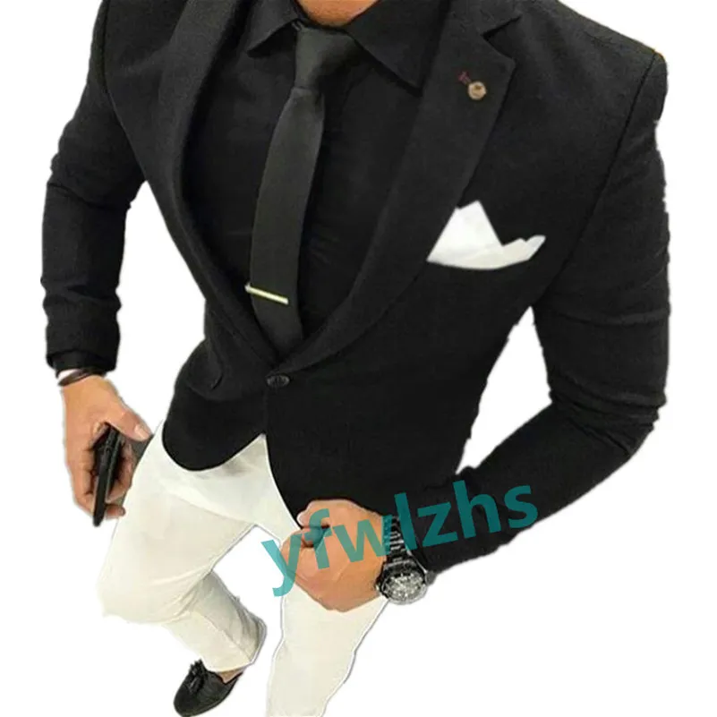 Tuxedos de noivo de um botão bonito Notch Lapel Groomsmen Man Suit de homens homens casamento/baile/jantar ternos de jaqueta noivo