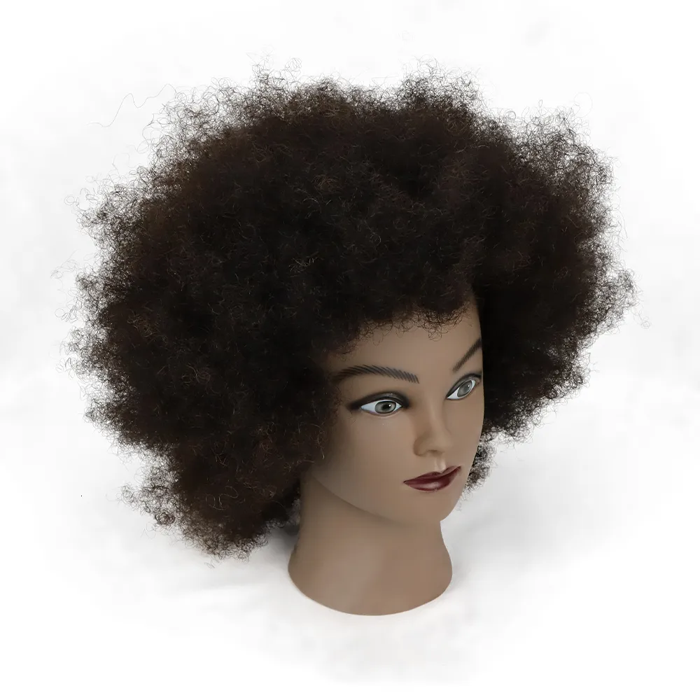 African Mannequin Training Head With Real Human Hair Manikin Cosmetology  Makeup Doll Heads And Stand For