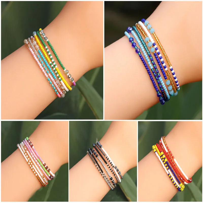 KIRVOS Set di braccialetti da surfista,stile bohémien, impilabili