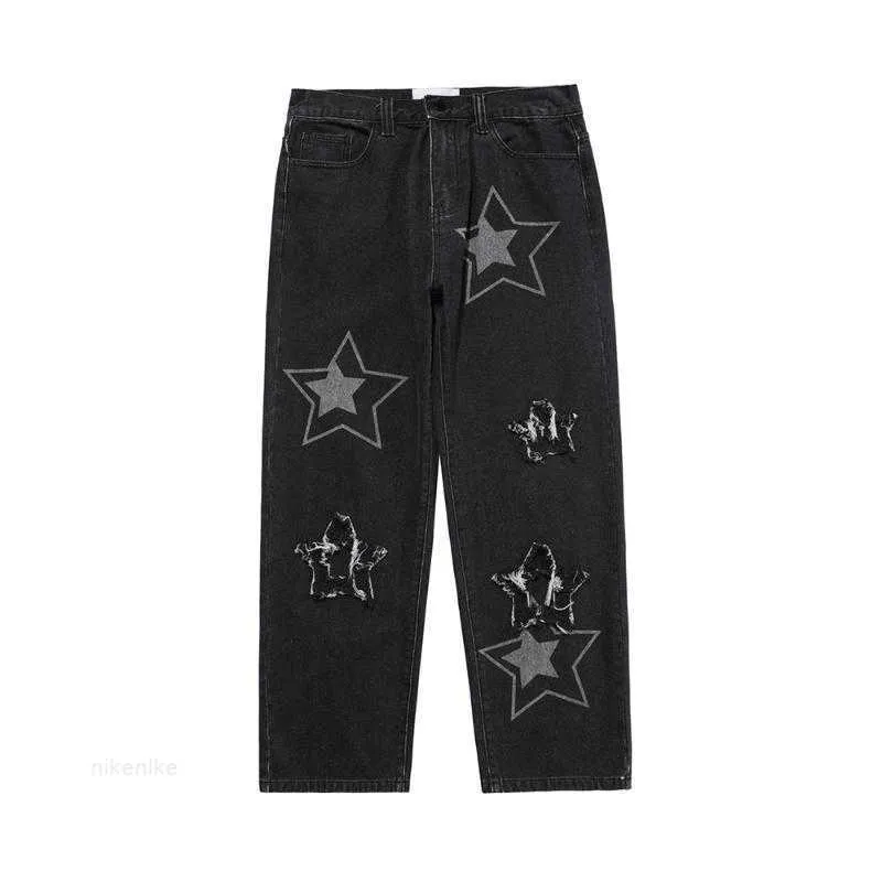 Jeans pour hommes 2023 noir Jean Streetwear hommes vêtements étoile graphique Baggy pantalon déchiré Y2k pantalons De Hombre Cargo large jambe pantalon