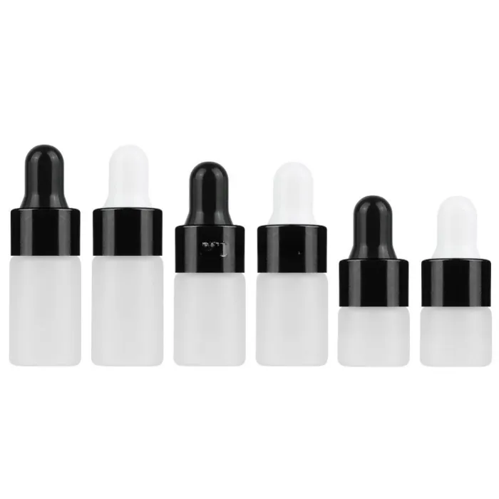 1 2 3 ML Mini Translucent Frosted Glass Dropper Bottle Sample Vial Jar Cosmetic Essential Oil Bottle Container with Glass Eye Droppe