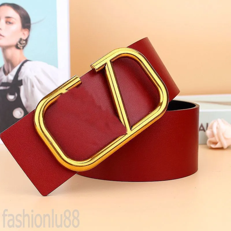 V buckle designer belts for women wide luxury belt plated gold brass buckle smooth comfortable cintura double sided black brown ladies belt cowhide leather YD021 Q2