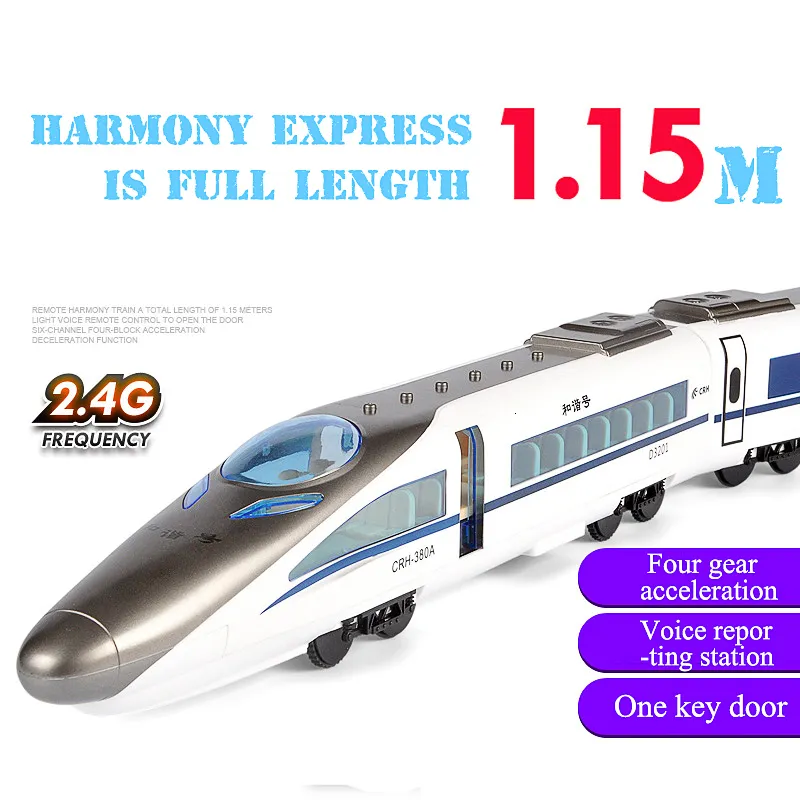 Pista RC elettrica Rc Simulazione Harmony Train Giocattoli per bambini Voce ricaricabile Vagone ferroviario ad alta velocità Genitore figlio Interattivo 230323