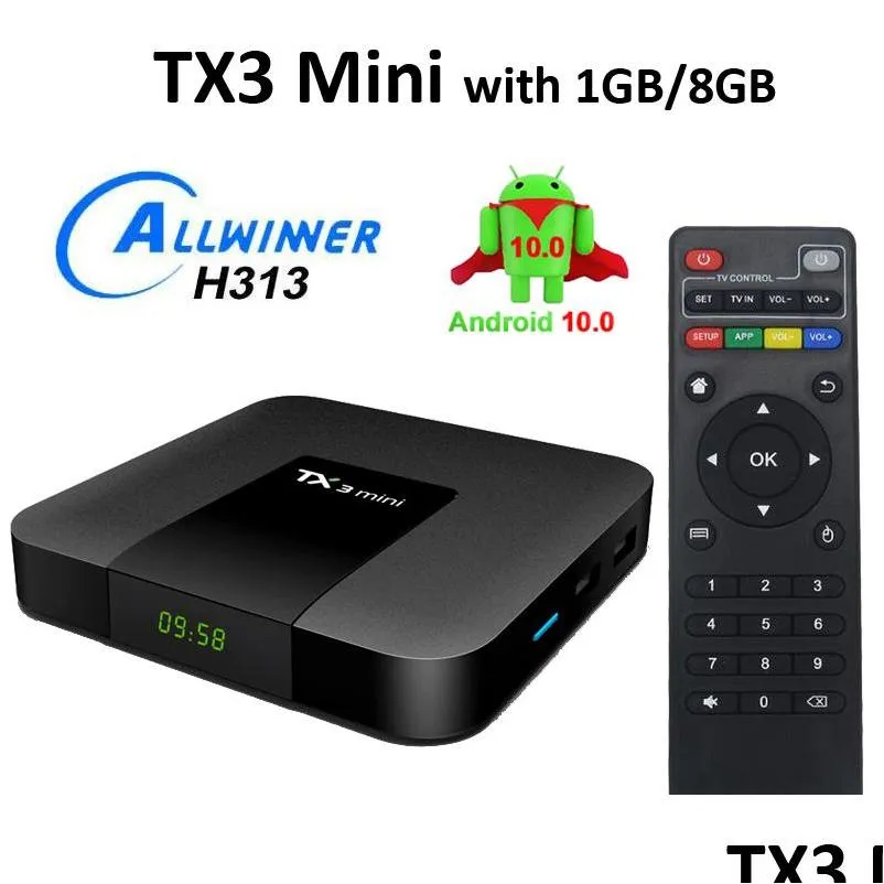 Android TV Box TX3 Mini Smart Allwinner H313 2.4G WIFI 10 2G 16G 4K HD 1,5 GHz Seteop TVBox 2.4GHz Media Player Drop Delivery Electro Dh54G