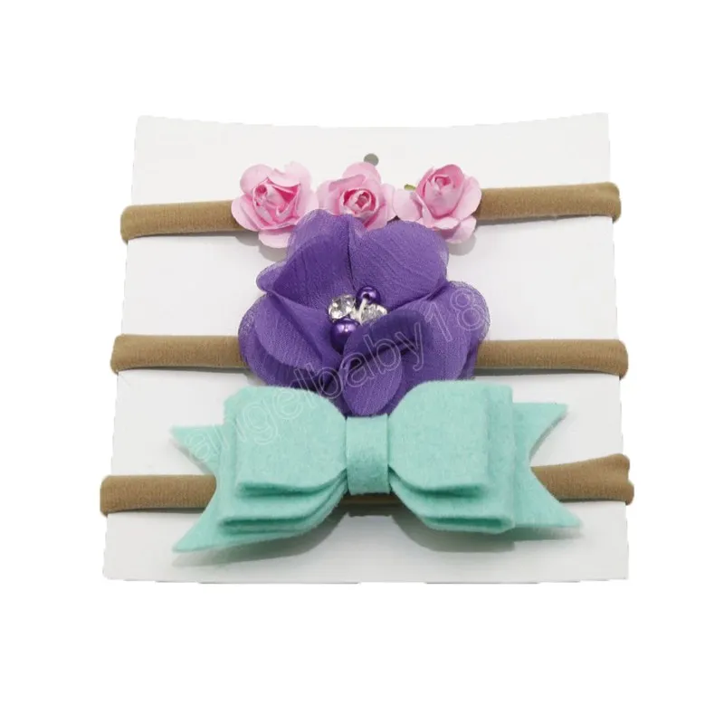 felt bows rose flower baby nylon headband Elastic girls新生児幼児写真小道具ヘアアクセサリーセット