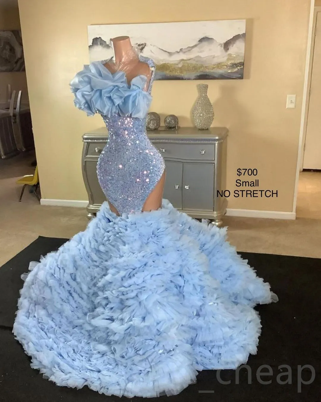 2023 Arabic Aso Ebi Luxurious Mermaid Prom Dresses Sequined Tiers Evening Formal Party Second Reception Birthday Engagement Gowns Vestidos De Noche Femme Robes
