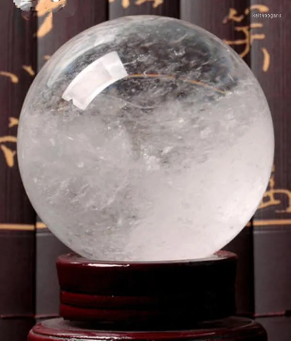 Estatuetas decorativas enormes 90mm Natural Clear Cleart Crystal Ball Sphere Reiki Healing for Home Decoration
