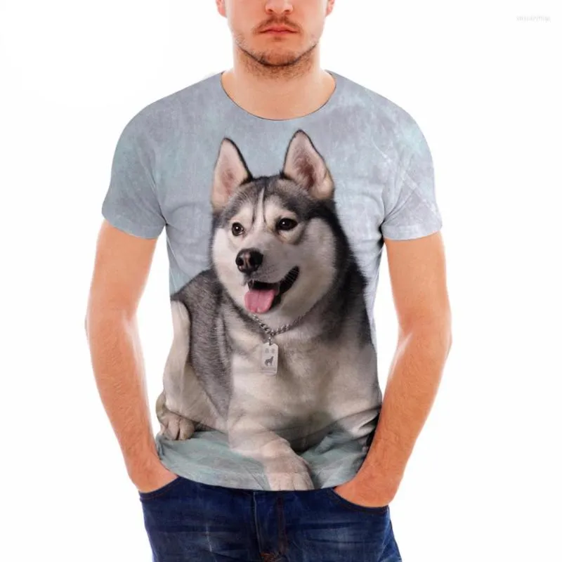 Herr t-skjortor bullriga är coola husky hund män/kvinnor skjorta sommarstoppar tees djurtryck t-shirt män o-hals kort ärm mode tee