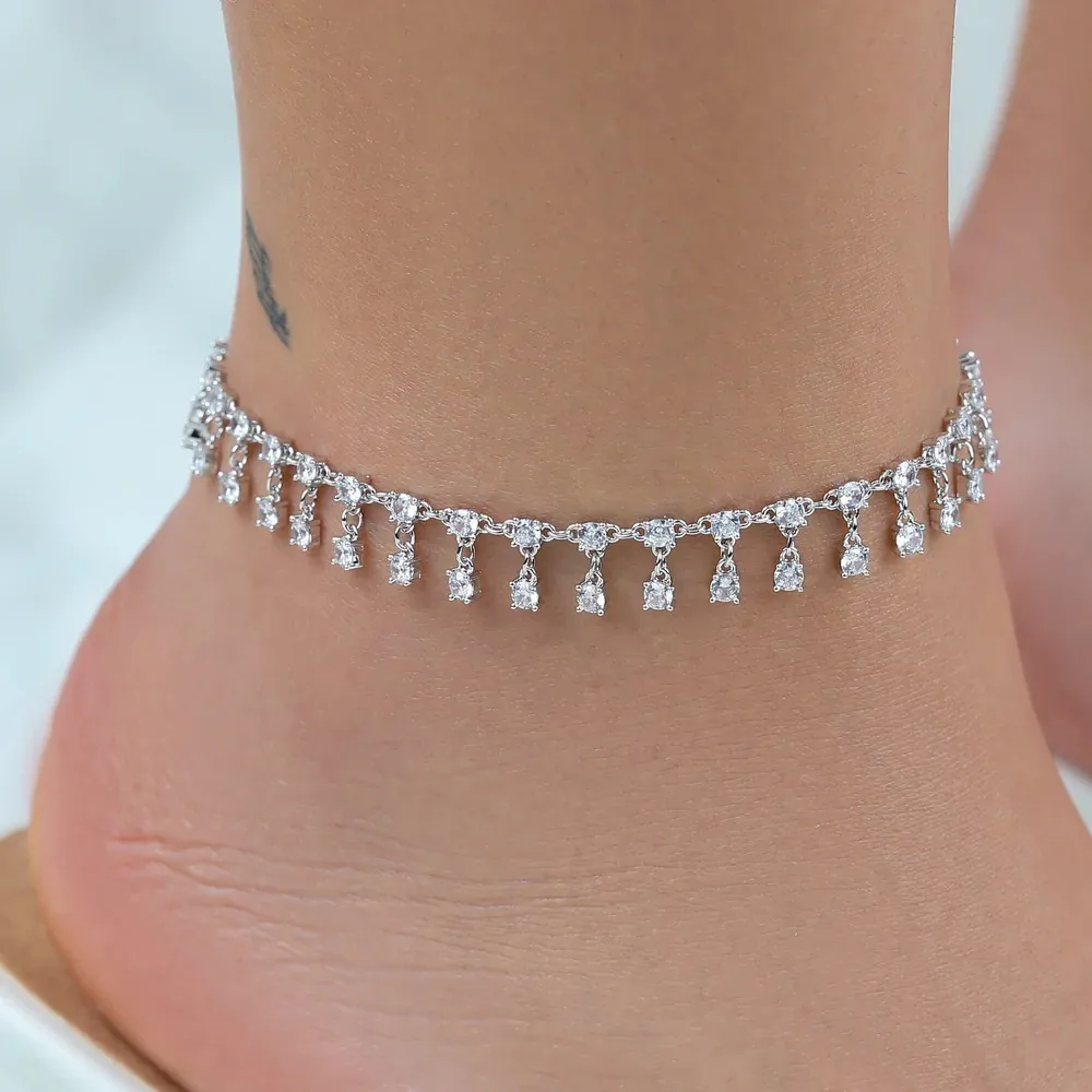Boho Beach Jewelry Butterfly Angel Wing Silver Heart Anklet With