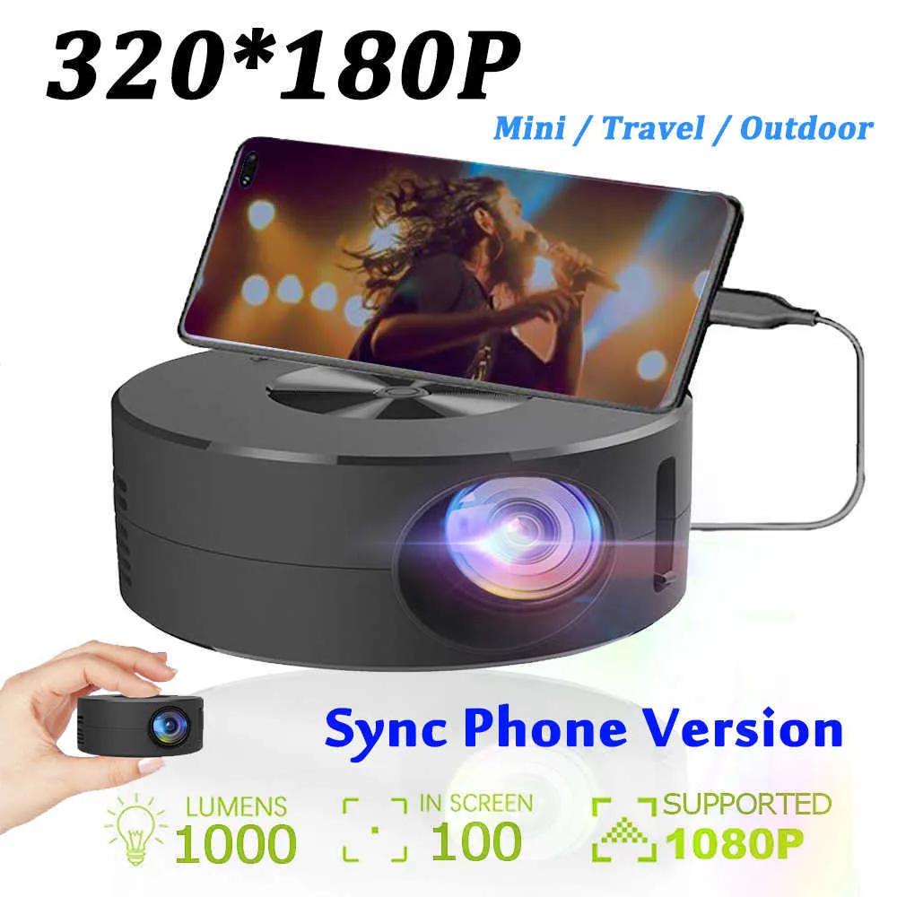 Projektoren Mini-Projektor-Leinwand 180P 4K-Draht-Projektor Telefon 360 Heimkino Kino Video USB C Smart-TV-Box Film tragbar für Z0323