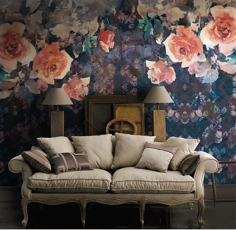 Wallpapers bacaz schilderij bloem muurpapier muurschilderingen voor bank achtergrond trouwkamer 3d wallpaper art decor