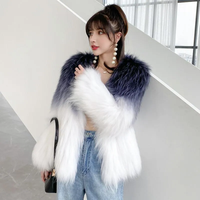 Women's Fur & Faux Winter Women High Quality Raccoon Coat Luxury Long Loose Lapel Ove RCoat Thick Warm Plush Size Female Coats