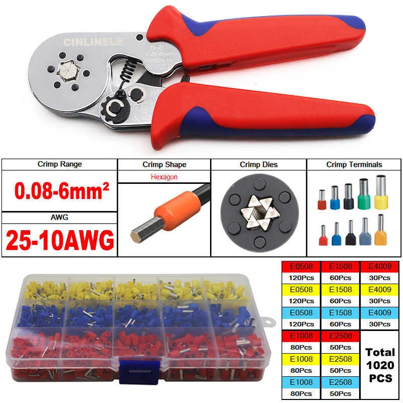 Electrician Crimping Pliers Set With Tube Bootlace And VE TE
