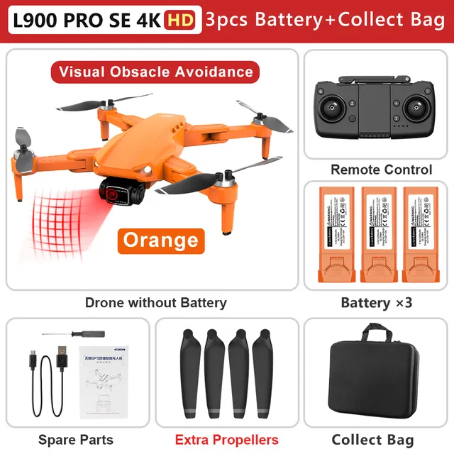 L900 PRO SE 4K HD Doppia Fotocamera Drone per Adulti Evitamento Ostacoli Visivi Motore Brushless GPS 5G WIFI RC Dron Professionale FPV Quadcopter