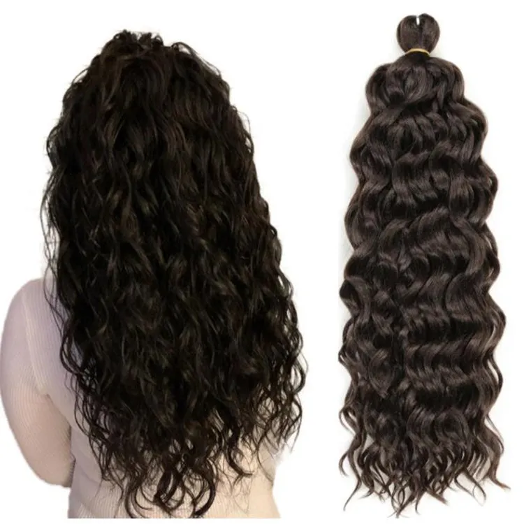 18 tum Hawaii Curl Ocean Wave Syntetiskt hår Afro Wavy Blond Silk Weave Flätning Virka Hår Ocean Wave fläta