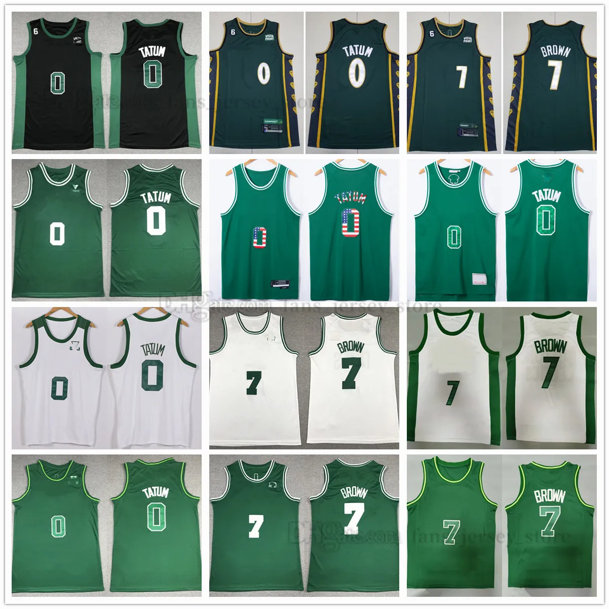 Tatum 2023新しいバスケットボールジャージJayson Jaylen 7 Brown Black 6 Patch Ed Jersey