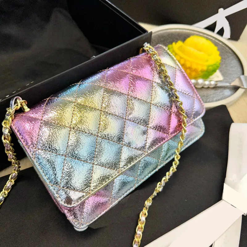 Womens Designer Metallic Mermaid WOC Bags Card Holder Wallet With Gold Metal Hardware Matelasse Chain Crossbodu Shoulder Purse Multi Pochette Classic Handbag 20CM From 62 58 DHgate
