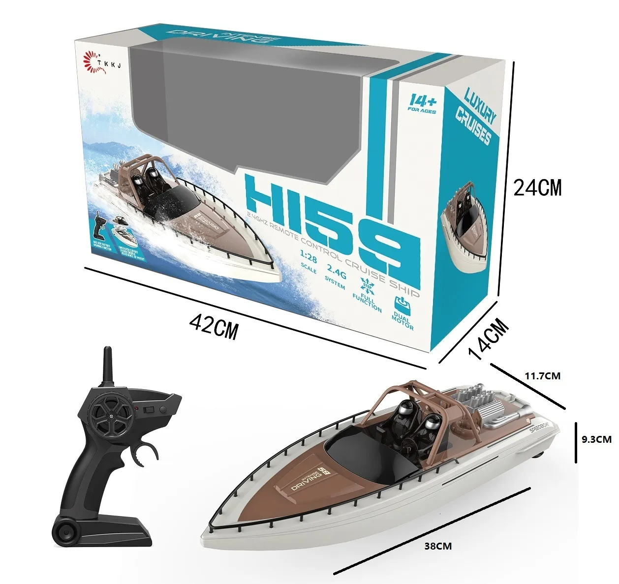 Boats Electric RC Boats 2 4G TKKJ H139 Rc Boat 1 28 Scale Dual Motor Remote  Control Cruise Ship 15KM H Fast Speed Speedboat Gifts Toys F From 101,51 €