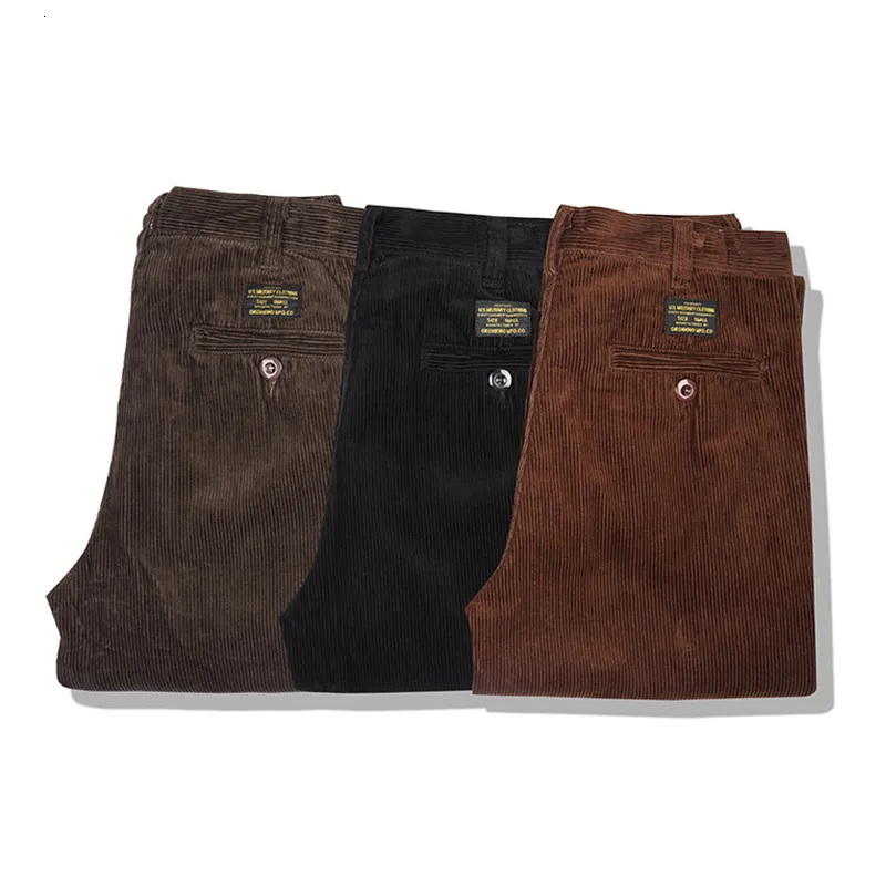 Pantaloni da uomo Retro Velluto a coste Cargo Uomo Donna Alta qualità Tasca nera Spessa Dritto Casual Streetwear Abbigliamento da lavoro invernale Tuta 230323