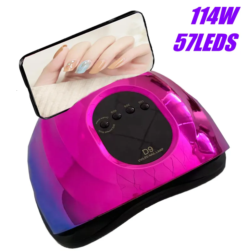 Nageltrockner 114W Nageltrocknungslampe LED UV-Licht für Nägel 57 LEDs Geltrockner Professionelle Maniküre Pediküre Nagelausrüstung mit intelligentem Sensor 230323