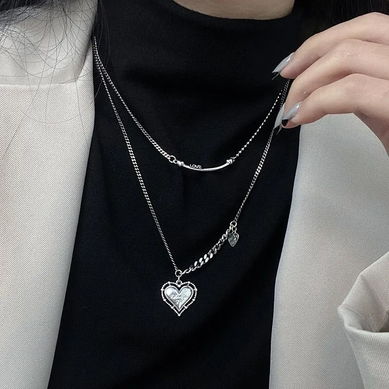 Цепи минималистские 925 серебряный серебряный серебряный сердце