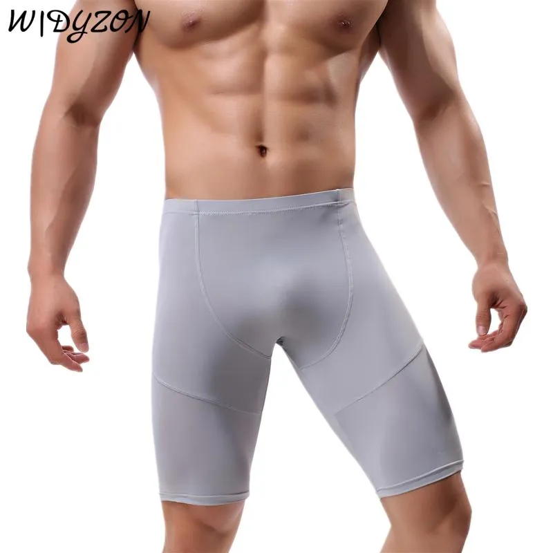 Sous-pants Ice Silk Long Boxer Shorts Men's Pantes Fitness Dry Syer Sexy Underwear Men Boxers Leg Trunks Boxershorts