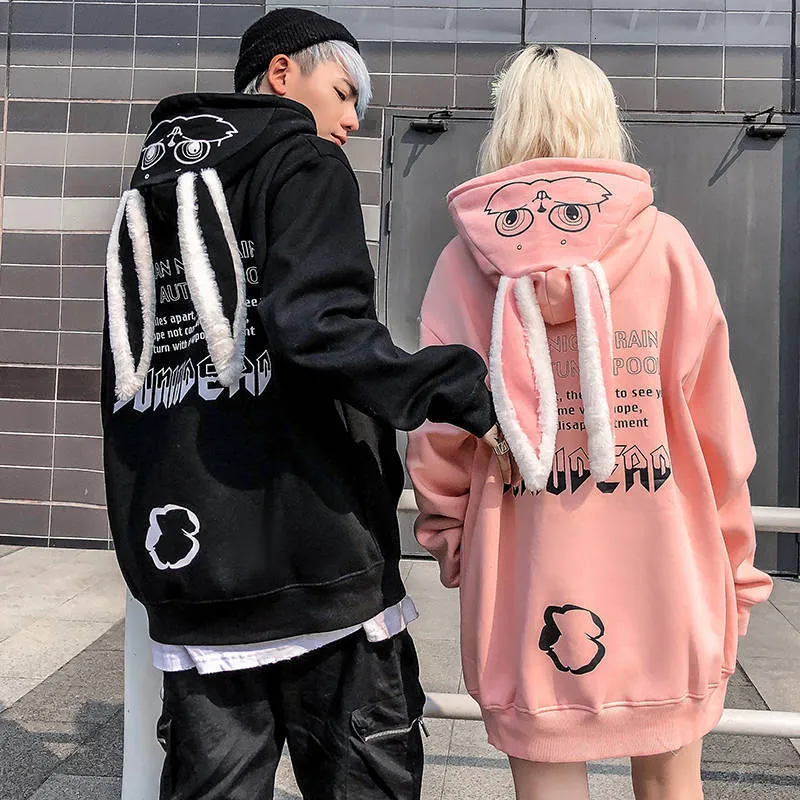 Kvinnor Hoodies Sweatshirts Animal Women Harajuku Kawaii Rabbit Sweatshirt Topps Korean Bunny Graphic Outerwear Par E Girls 230323