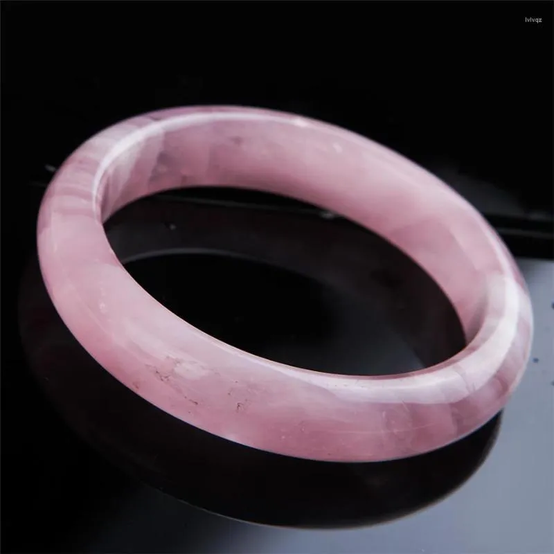 Bracelet rose naturel véritable cristal de Quartz mode femmes amour bracelets porte-bonheur diamètre intérieur 57mm