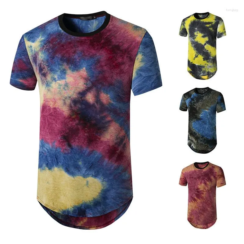 Herren T-Shirts Marke Mode Persönlichkeit Business Casual Slim Tie Dye Kurzarm bedrucktes Hemd Männer Streetwear