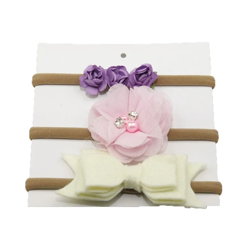 felt bows rose flower baby nylon headband Elastic girls新生児幼児写真小道具ヘアアクセサリーセット