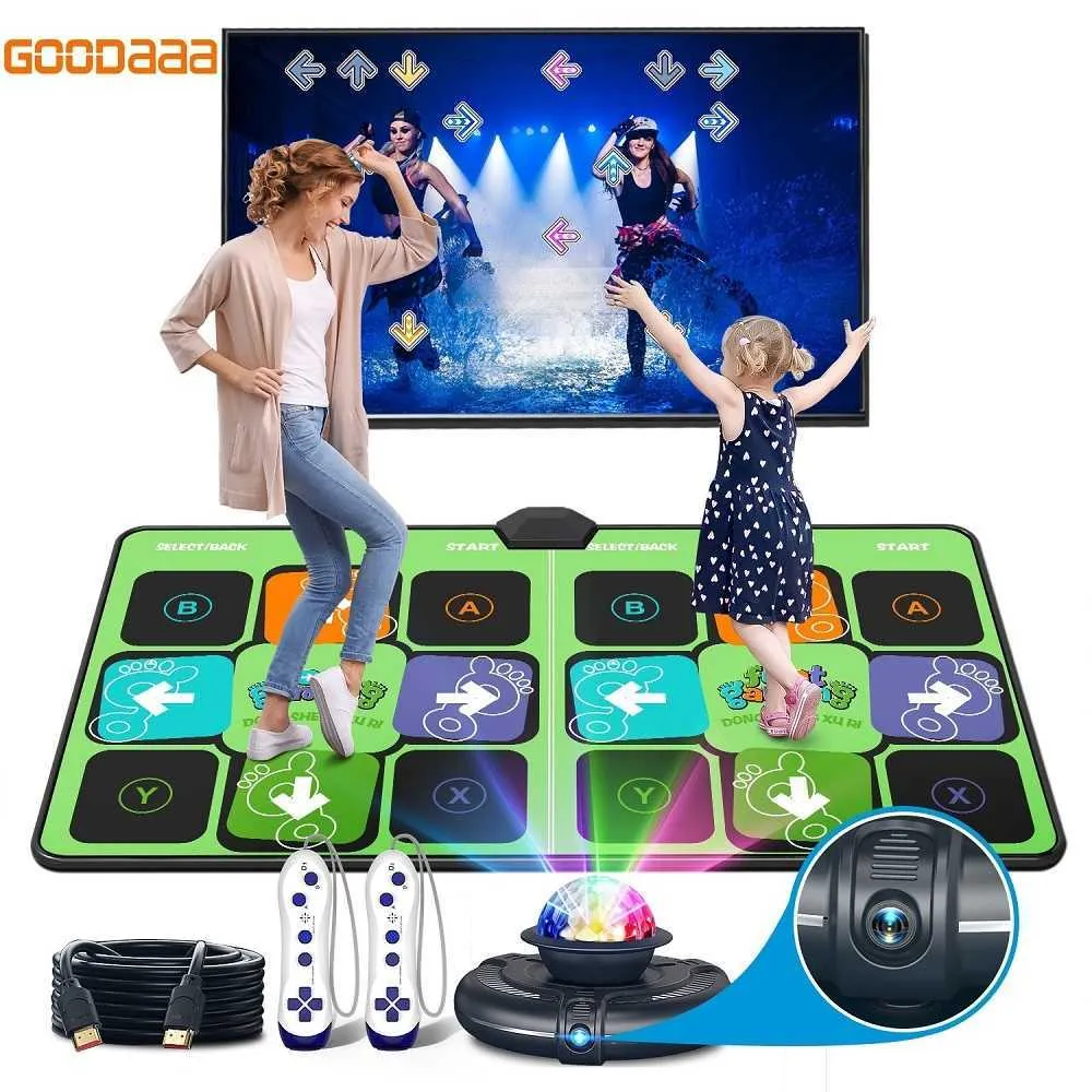 Dance Mats Dance Mat Game for TV/PC Family Sports Video Game Anti-slip Music Fitness Carpet Wireless Double Controller Folding Dancing Pad