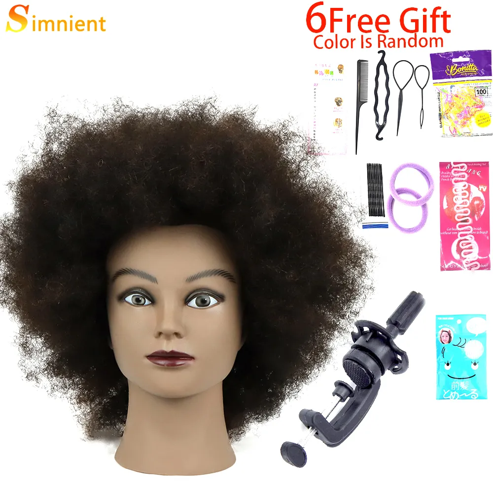 Mannequin Heads Afro Mannequin Heads com 100%de treinamento de cabeleireiro de cabelo humano 100 Real Cabeça para Salon Cosmetology Manikin Dummy for Doll Heads Hair 230323