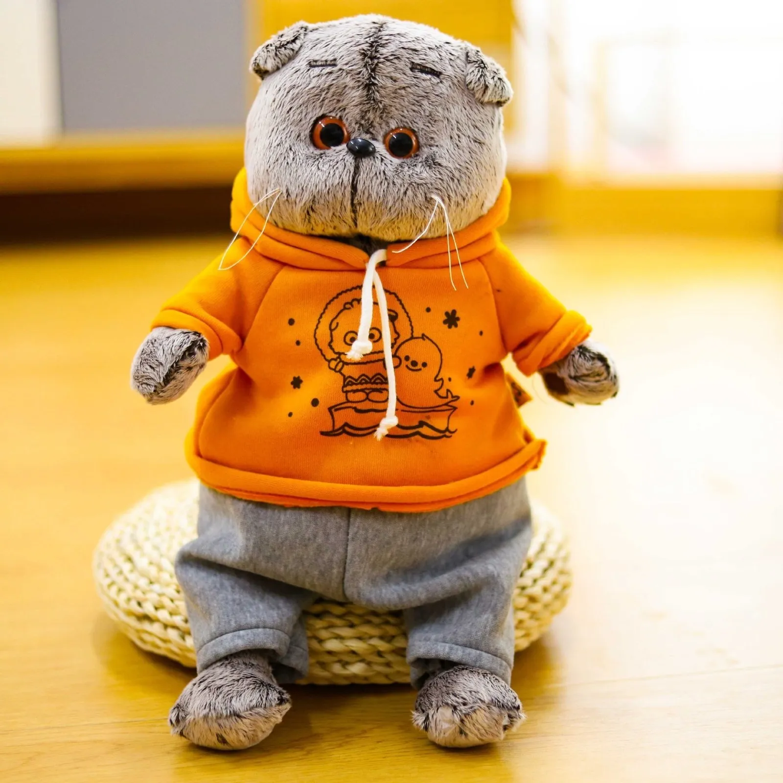 Basik Plush Cat Dolls 25 35cm Soft Gray Stuffed From Jiao09