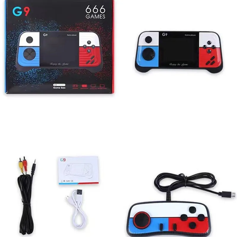 G9 Handheld Portable Arcade Game Console 3,0 Inch HD Screen Gaming Players 666 In 1 Classic Retro Games TV Console AV Output With Controller