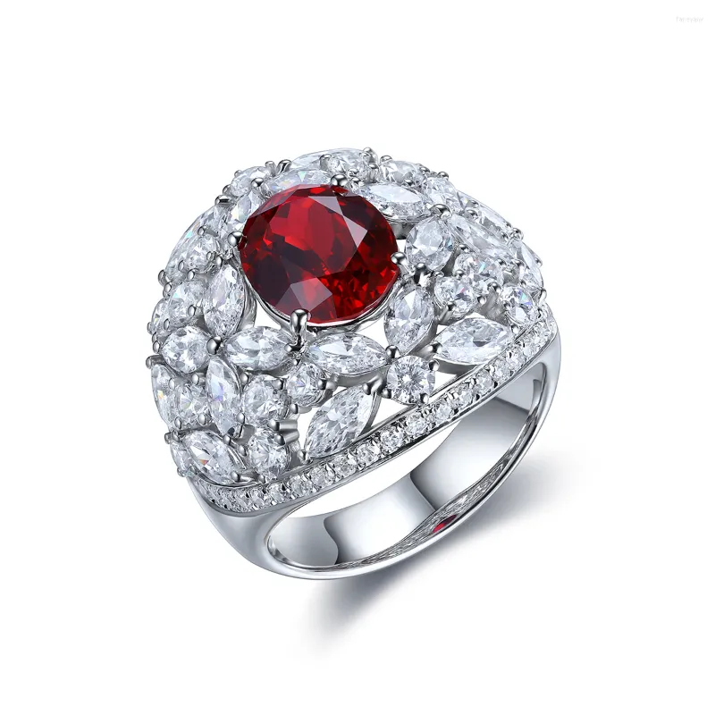 Rings de cluster Laboratório de luxo crescido Ruby 925 Sterling Silver Diamond para noivado de noivado Faculdade de festas Anilos Trending Products
